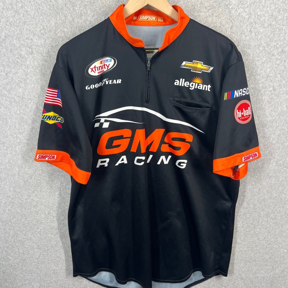 Simpson GMS Racing‎ Pit Crew Shirt Mens M Black Quarter Zip NASCAR Xfinity EUC